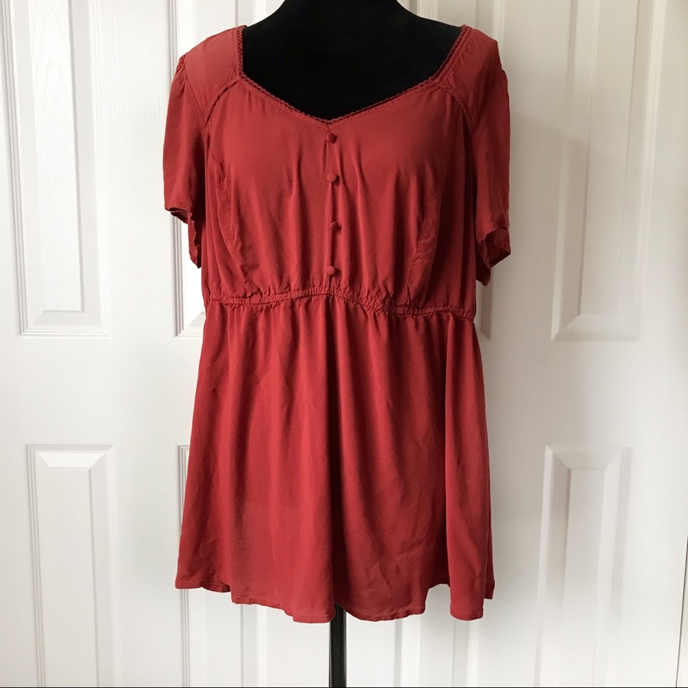 TORRID Burnt Orange Babydoll Blouse Size 2